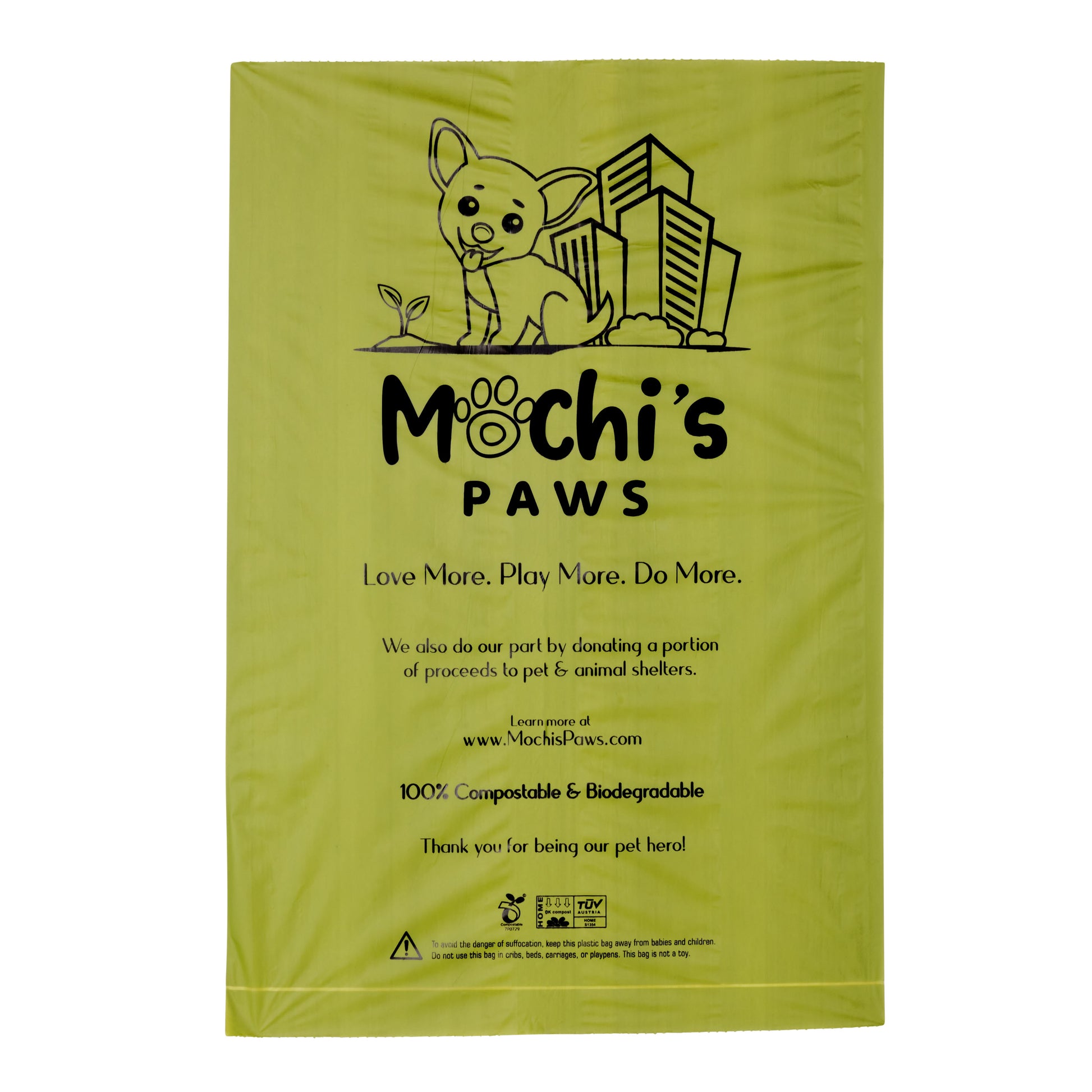 mochi's paws  compostable and biodegradable poop waste bags