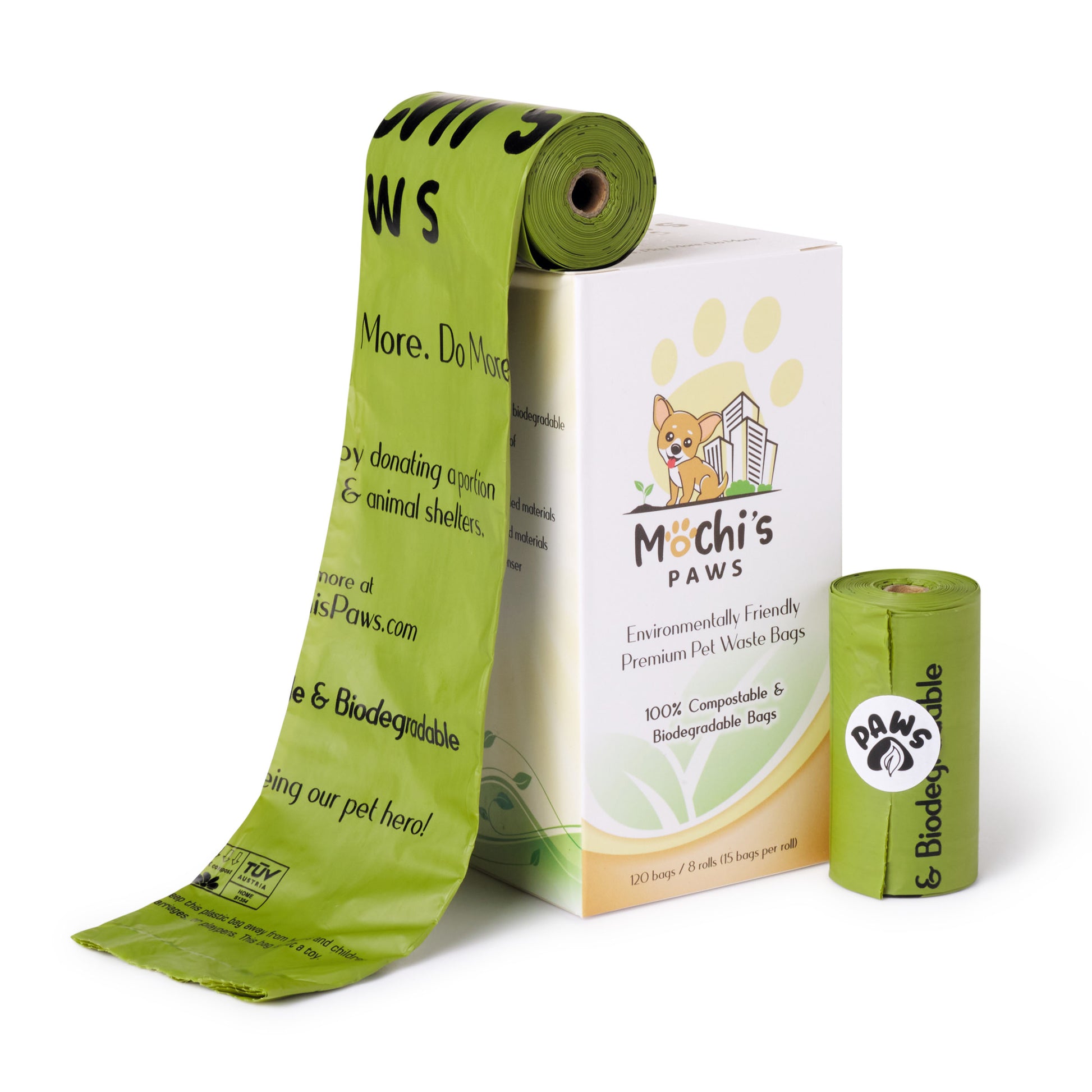 mochi's paws  compostable and biodegradable poop waste bags